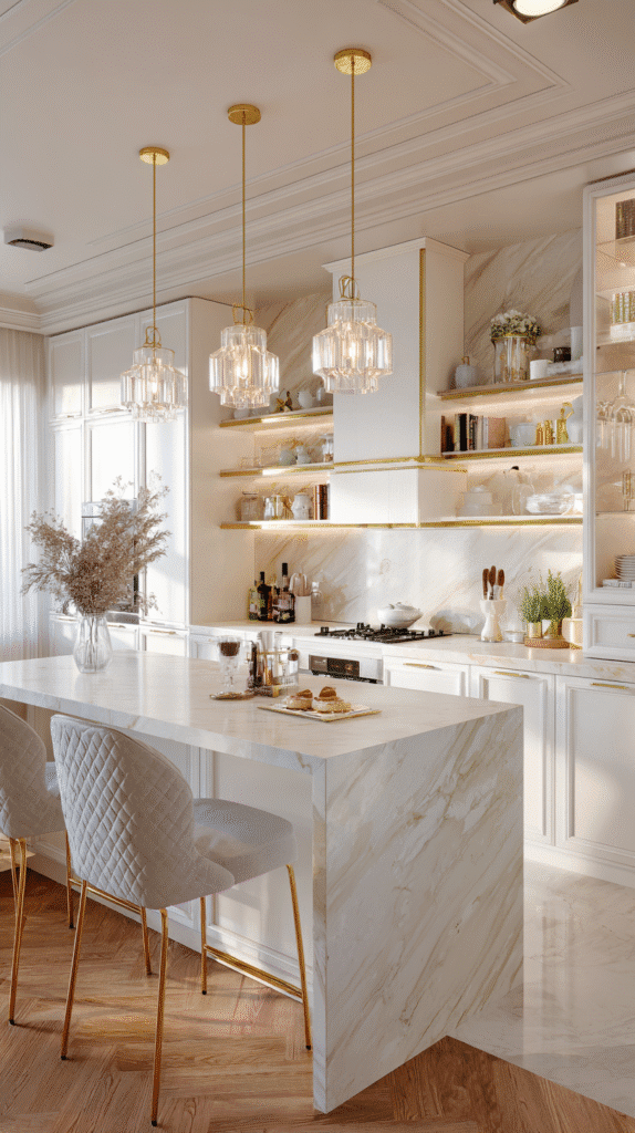 Illuminate Your Open Kitchen: Embracing Floating Shelves and Lighting Mastery